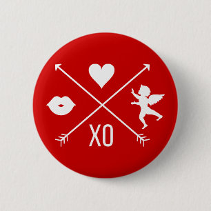Happy Valentine's Day Valentine Symbols Button