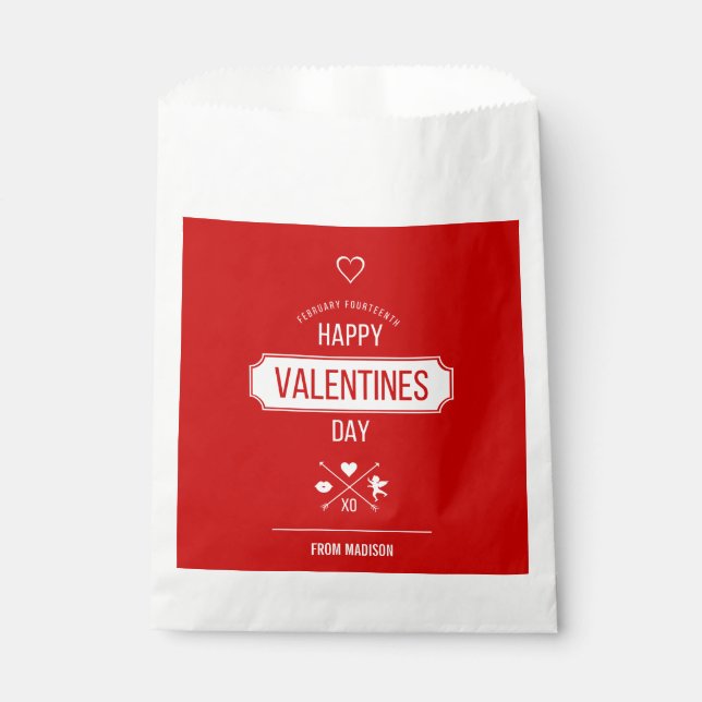 Happy Valentine's Day Valentine Symbols Favour Bag (Front)