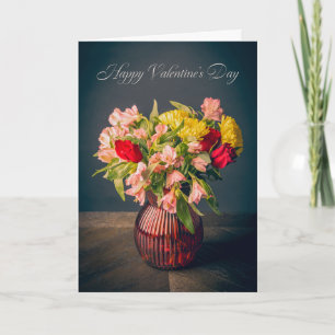 Happy Valentines Day Vase of Flowers General Holiday Card