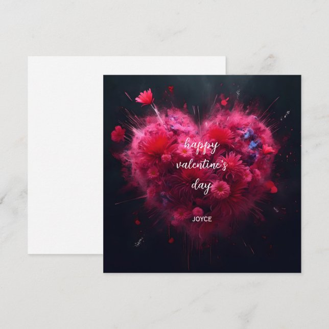 Happy Valentine's Day - Vibrant Pink Heart Card (Front/Back)