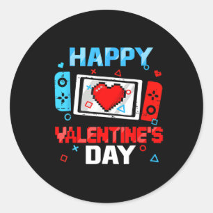 Happy Valentines Day Video Game Controller Heart B Classic Round Sticker