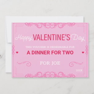 Happy Valentine's Day Voucher Gift Couple Holiday Card