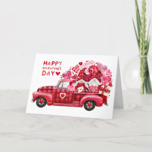 Happy Valentine's Day Watercolor Gnomes and Hearts Holiday Card
