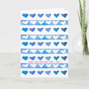 Happy Valentine's Day Watercolor Hearts Love You Holiday Card