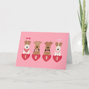 Happy Valentines Day Welsh Wire Fox Terrier Dogs Holiday Card