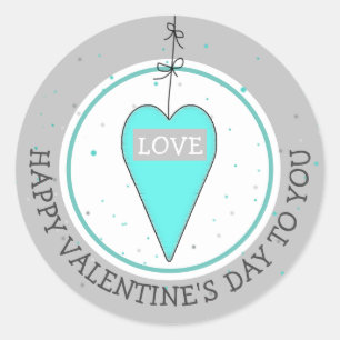 Happy Valentine's Day Whimsical Heart Classic Round Sticker