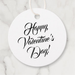 Happy Valentine's Day white black elegant script Favour Tags