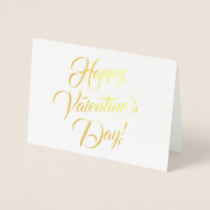 Happy Valentine's Day white black elegant script Foil Card
