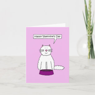 Happy Valentine's Day White Cat Card