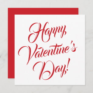 Happy Valentine's Day white red elegant script Card
