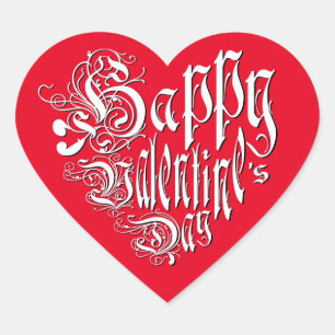 Happy Valentine's Day white red whimsical romantic Heart Sticker