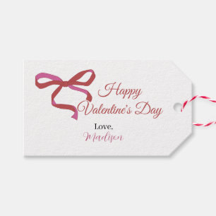 Happy Valentine's Day White Simple Ribbon Love Gift Tags