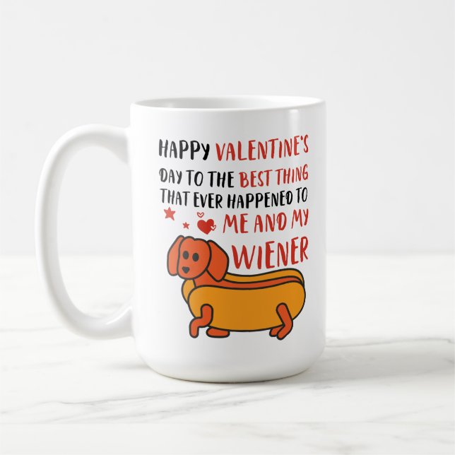 Happy Valentine's Day Wiener Funny Dachshund Dog Coffee Mug (Left)