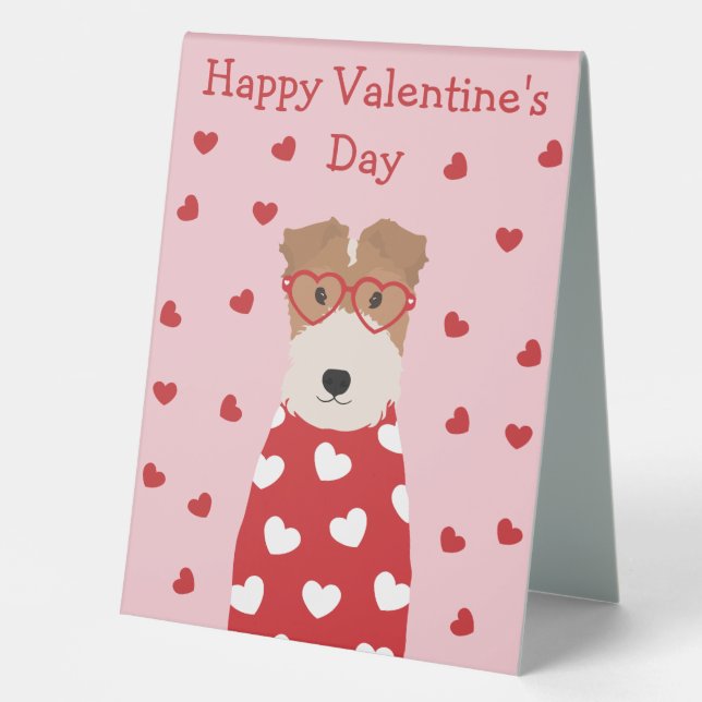Happy Valentines Day Wire Fox Terrier Dog (Front)