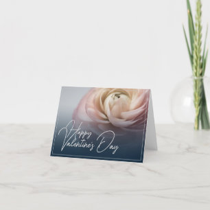 Happy Valentine's Day with big pink rose Thank You Card