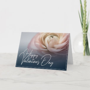 Happy Valentine's Day with big pink rose Thank You Card