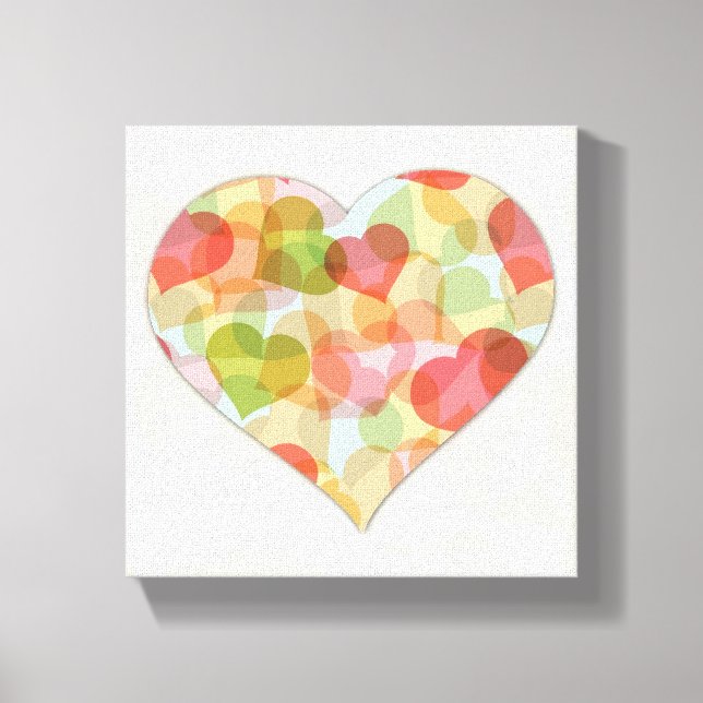 Happy Valentines Day with colourful hearts Canvas Print (Front)