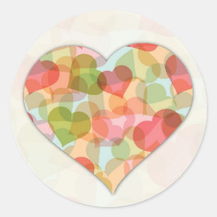 Happy Valentines Day with colourful hearts Classic Round Sticker