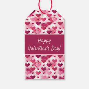Happy Valentine's Day With Cute Pink Hearts Gift Tags