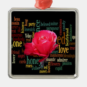 Happy Valentine's Day With Elegant Red Roses Metal Tree Decoration