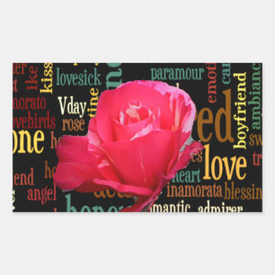 Happy Valentine's Day With Elegant Red Roses Rectangular Sticker