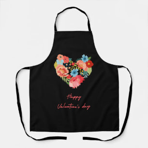 Happy Valentine's Day With Flowers Colorful     Apron