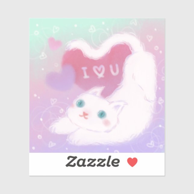 Happy Valentine's Day with Fluffy White Cat (Sheet)