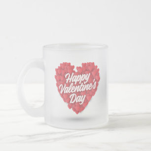 Happy Valentine's Day with Hearts Design-23056 Frosted Glass Coffee Mug
