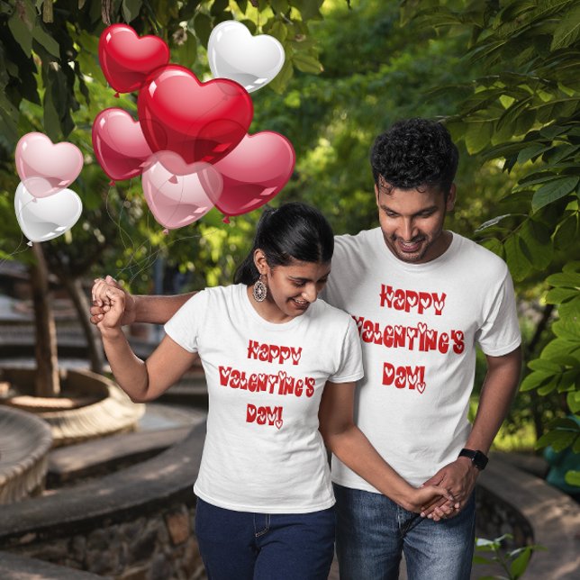 Happy Valentine's Day with Hearts T-Shirt (Happy Valentine's Day with Hearts Unisex -Shirt)