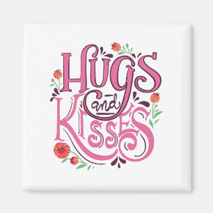 Happy Valentine's Day With Hugs And Kisses Magnet