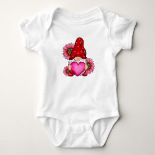 Happy Valentines Day With Leopard Sunflower Valent Baby Bodysuit