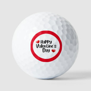 Happy Valentine's Day with love red heart Golf Balls