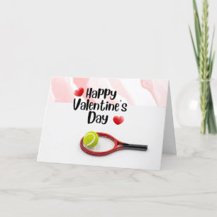 Happy Valentine's Day with  Love red hearts Tennis Holiday Card
