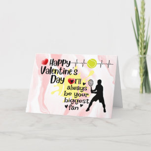 Happy Valentine's Day with  Love red hearts Tennis Holiday Card
