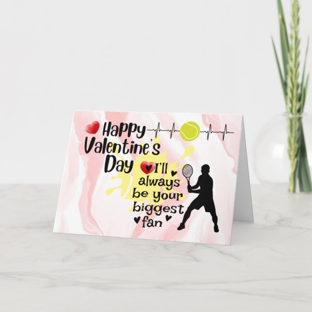Happy Valentine's Day with  Love red hearts Tennis Holiday Card (Front)