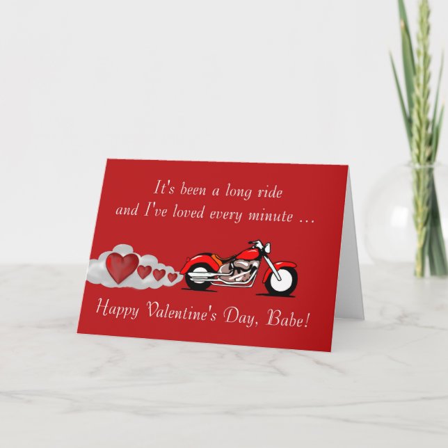 Happy Valentine's Day with motorbike for biker Holiday Card (Front)