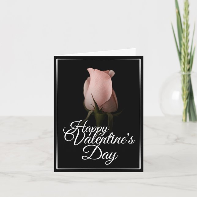 Happy Valentine's Day with pink rose Card (Front)