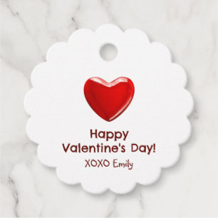 Happy Valentines Day with red heart candy Favour Tags