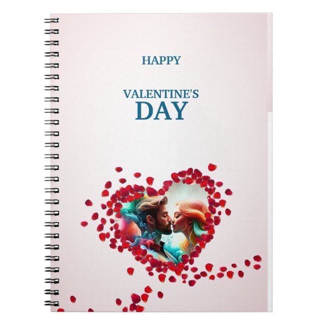 Happy Valentine's Day with Rose Notebook (Front)
