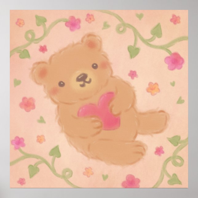 Happy Valentine's Day with Teddy Bear Poster (Front)