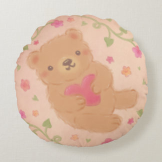 Happy Valentine's Day with Teddy Bear Round Cushion