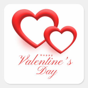 Happy Valentine's Day with Two Hearts-23540 Square Sticker