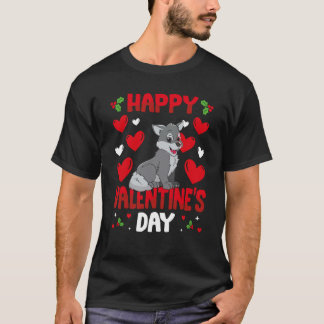 Happy Valentines Day Wolf Heart Love Animal T-Shirt