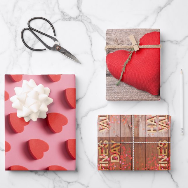 Happy Valentine's Day Wrapping Paper Sheet (Front)