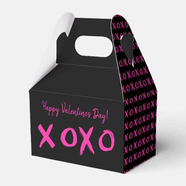 Happy Valentine's day xoxo Black Pink Favour Box (Front Side)