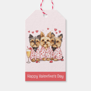 Happy Valentines Day Yorkie Dogs Gift Tags