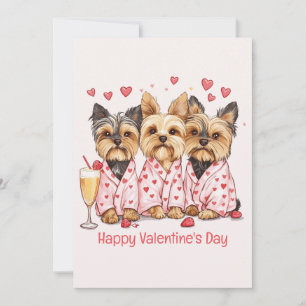 Happy Valentines Day Yorkie Dogs Holiday Card