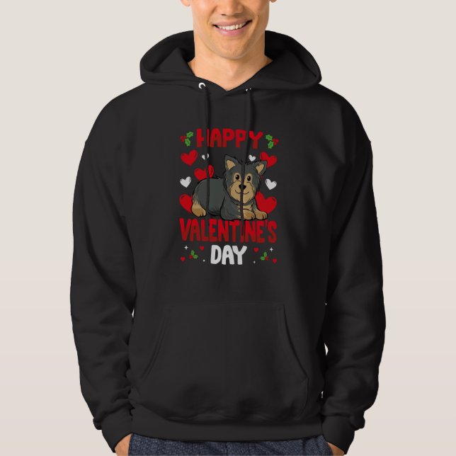 Happy Valentines Day Yorkshire Heart Love Animal Hoodie (Front)
