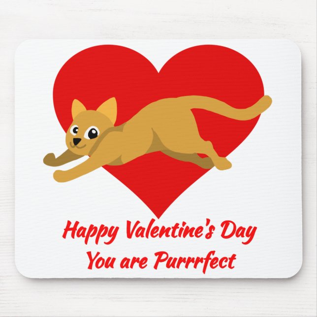 Happy Valentine's day You are Purrrfect cute cat Mouse Mat (Front)