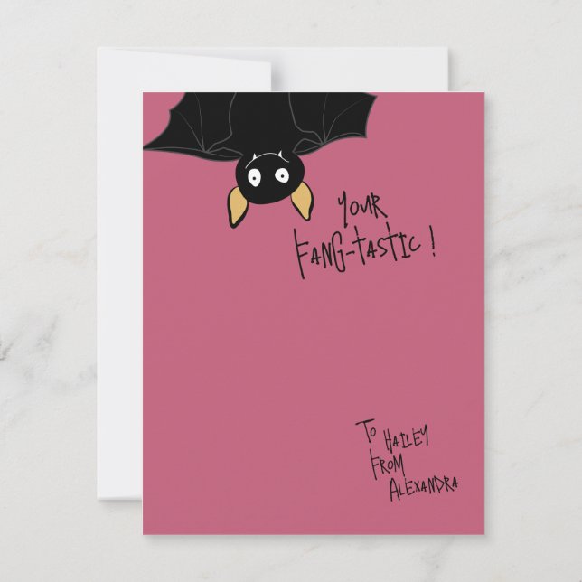 Happy Valentine's Day | Your Fangtastic | Bat Pun Card (Back)